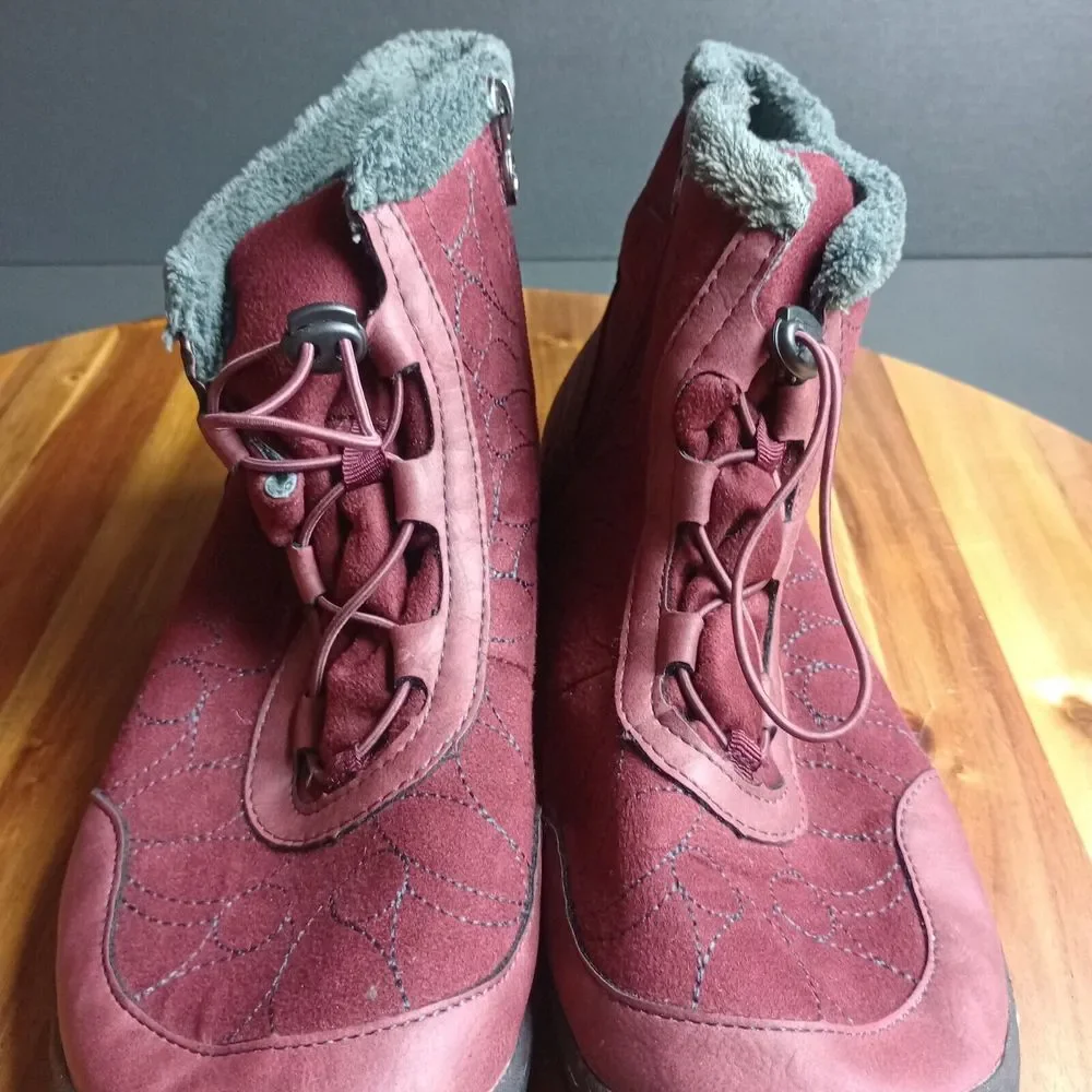 Jambu Jbu Tandee Boots Maroon Sz 8.5 Side‎ Zip Drawstring Jersey Lined Outdoor